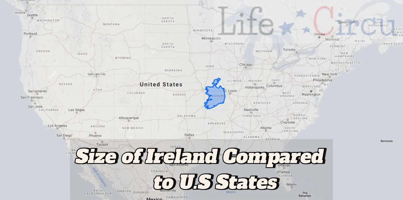 Size of Ireland Compared to U.S. State