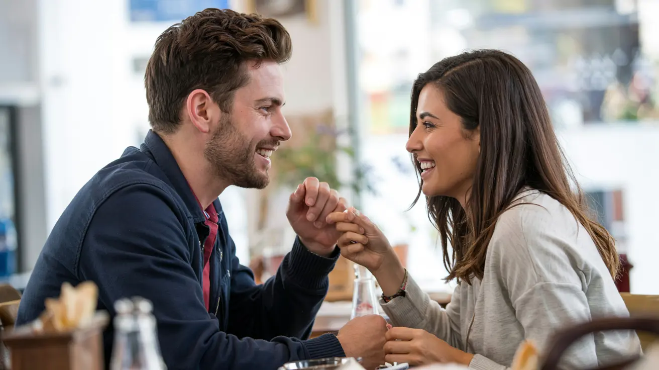 Two friends talking at a café table, showing trust, support, and active listening.