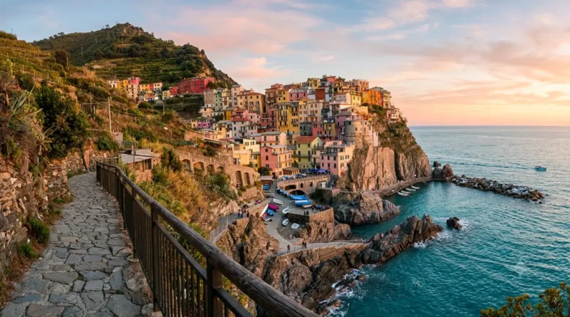 Colorful cliffside houses in Manarola, one of the five villages to visit in Cinque Terre, Italy