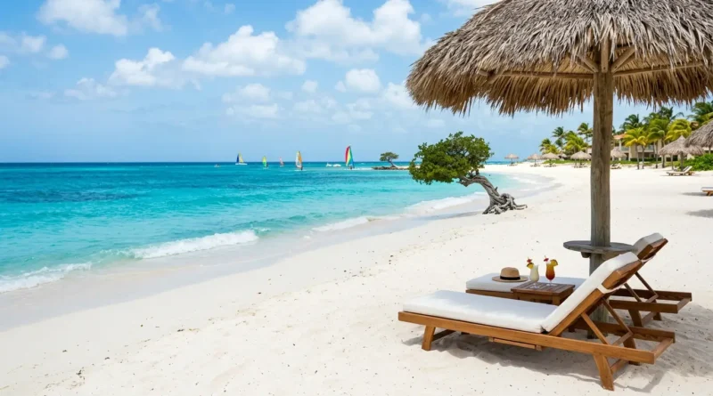 Best beach in Aruba Eagle Beach white sand turquoise water