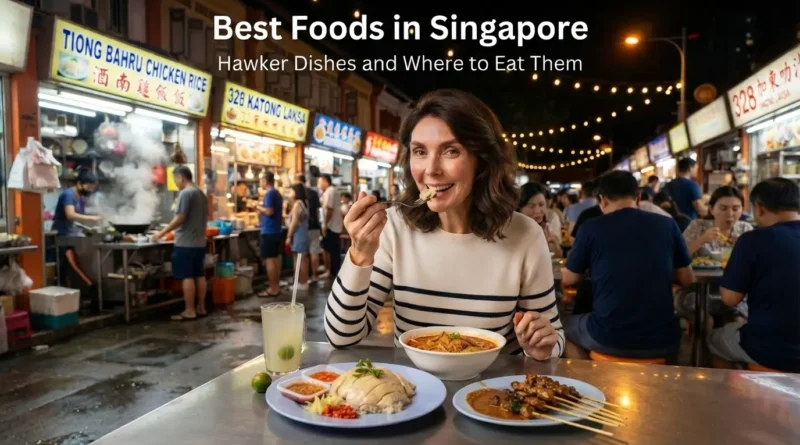 Best foods in Singapore chicken rice and chili crab at hawker centre
