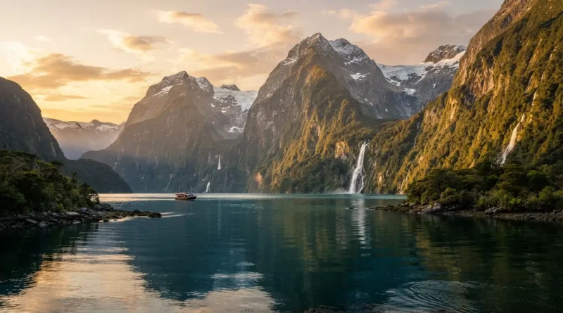 Trip to New Zealand Milford Sound and Fox Glacier landscape view