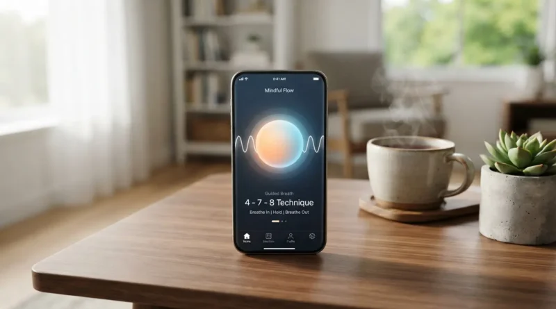 Smartphone screen showing a guided meditation session from one of the best meditation apps for beginners and sleep in 2026