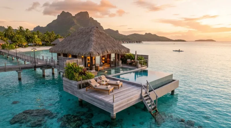 Overwater bungalow honeymoon suite with private plunge pool at a luxury resort, one of the top luxury honeymoon destinations for 2026