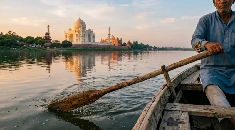 Agra things to do Taj Mahal view from the Yamuna River boat ride