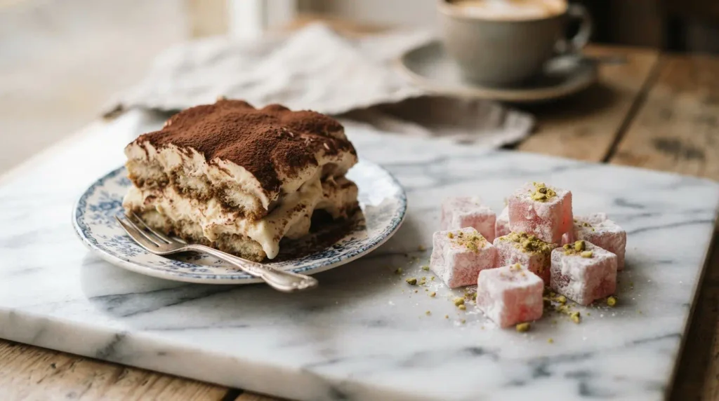 Tiramisu and Turkish delight, two popular desserts that start with T