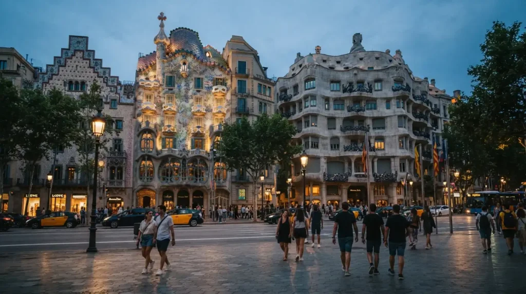 casa batllo and casa mila gaudi buildings passeig de gracia barcelona spain