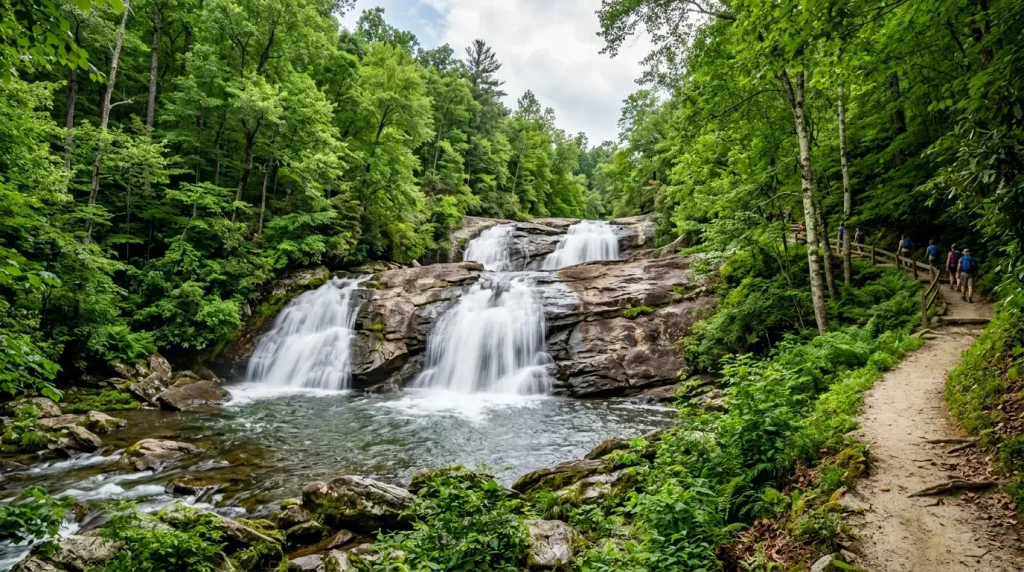 Waterfall hike at DuPont State Forest near Asheville, North Carolina