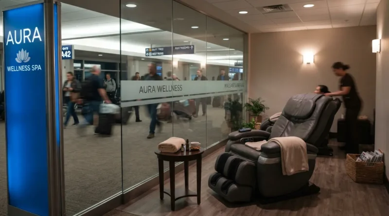JFK lounge Terminal 5 massage chair area and rooftop terrace