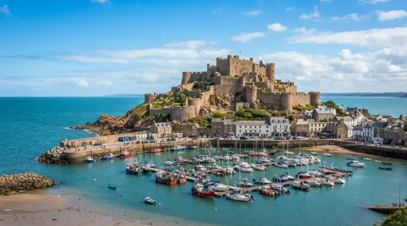 Jersey things to do Mont Orgueil Castle overlooking Gorey Harbour