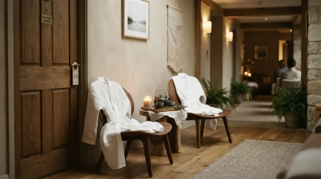 Private couples relaxation lounge at an adults only spa hotel