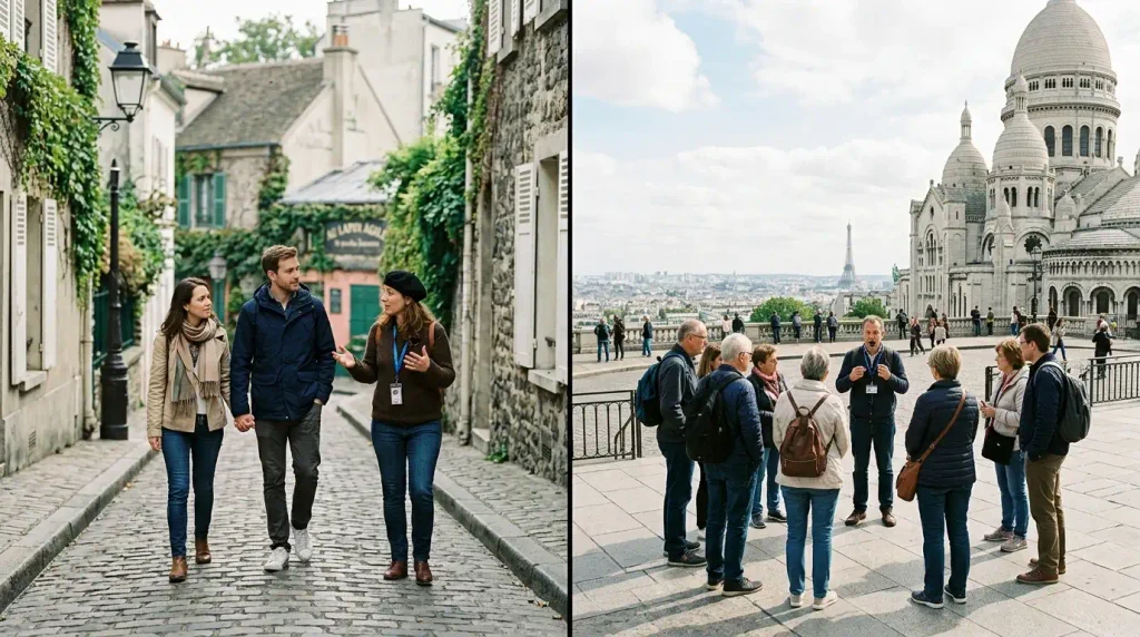 Comparison of private tour and small group tour near Montmartre and Sacré-Coeur in Paris