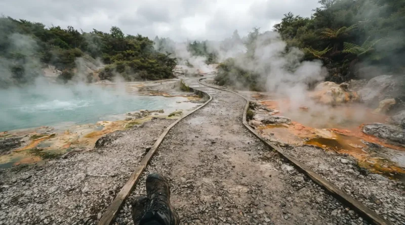 Rotorua must do Waimangu Volcanic Valley steaming geothermal pools trail