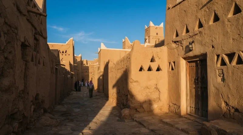 restored mud brick lanes of At-Turaif District in Diriyah