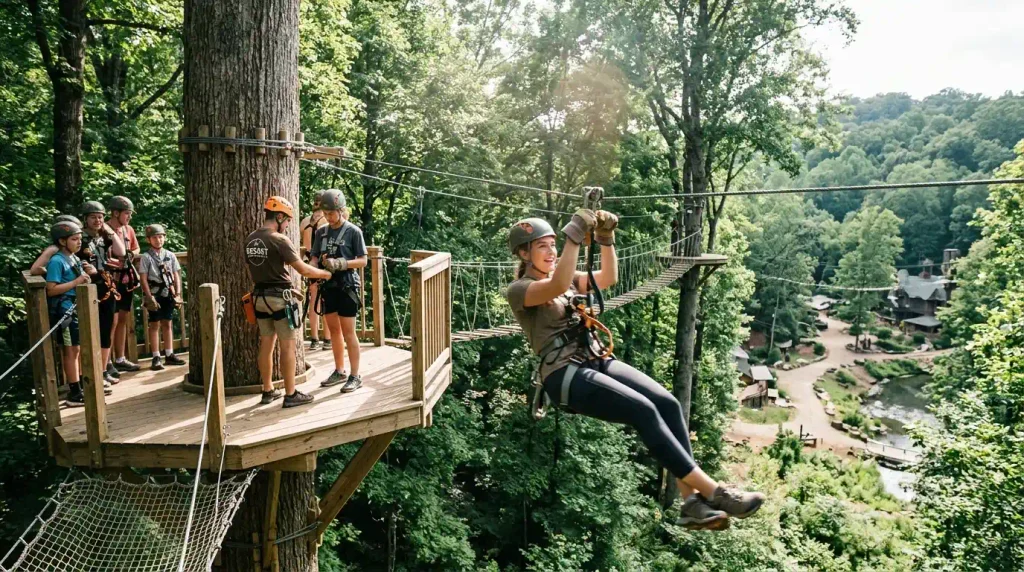 Adventure zipline at one day resort near Pune