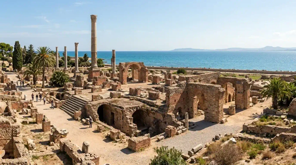 Antonine Baths at Carthage Tunisia overlooking the sea