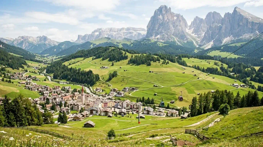 Ortisei in Val Gardena below the Seceda lifts