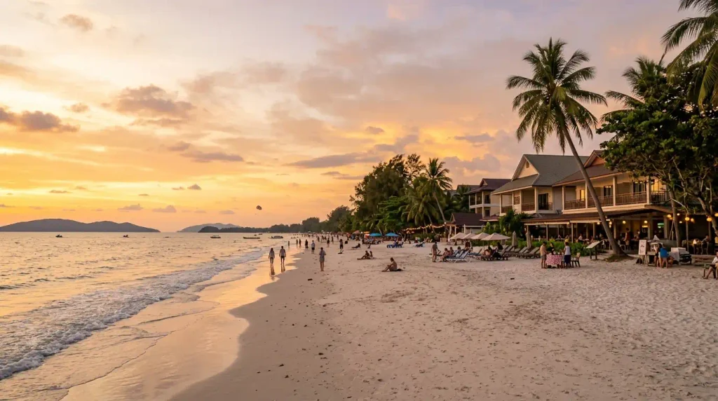 Sunset on Pantai Cenang beach in Langkawi