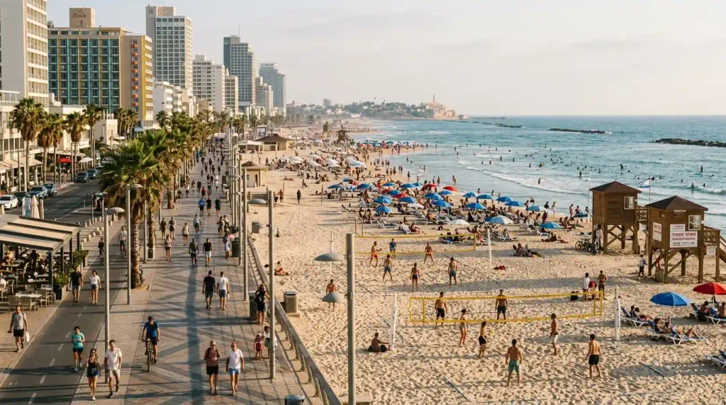 Gordon Beach Tel Aviv promenade sand