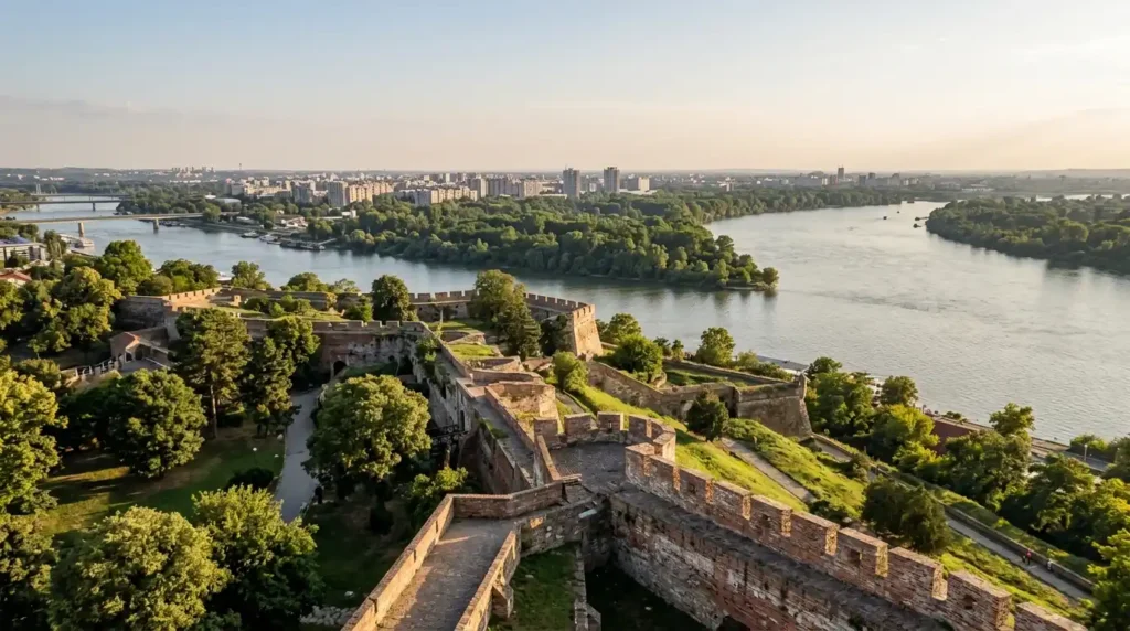 Belgrade Fortress and Kalemegdan Park above the rivers, a top Belgrade thing to do