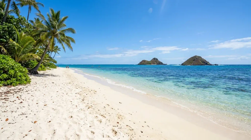 Lanikai Beach calm swimming area with island views
