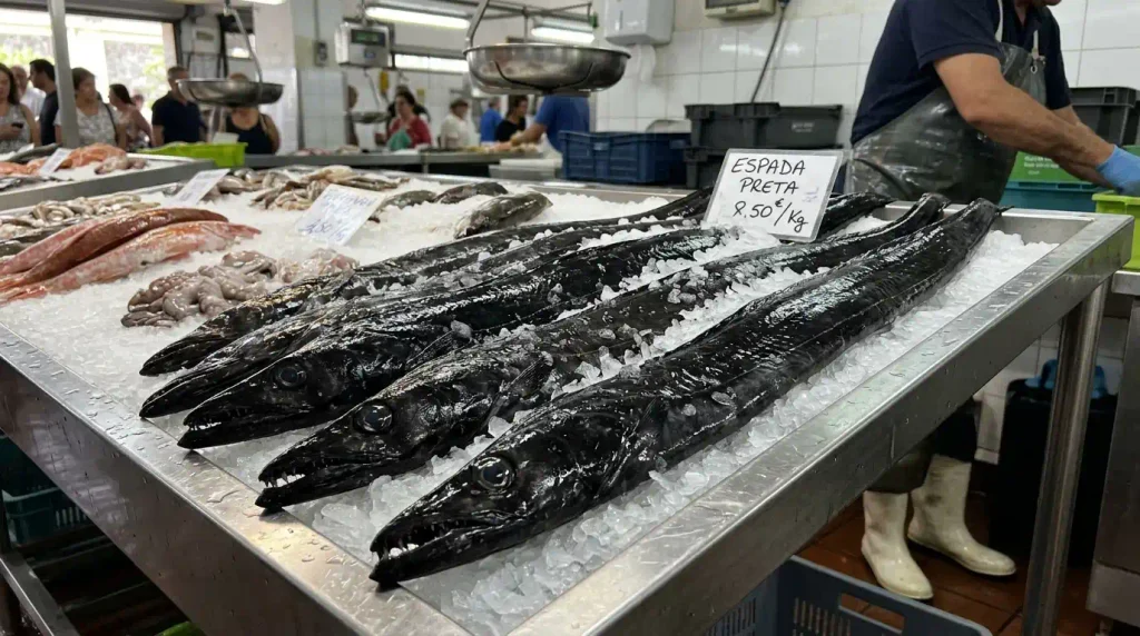Fresh fish display at Mercado dos Lavradores