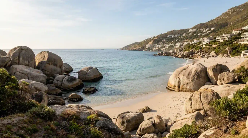Sheltered Clifton cove beach in Cape Town
