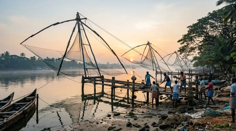 Chinese fishing nets along the Fort Kochi waterfront.