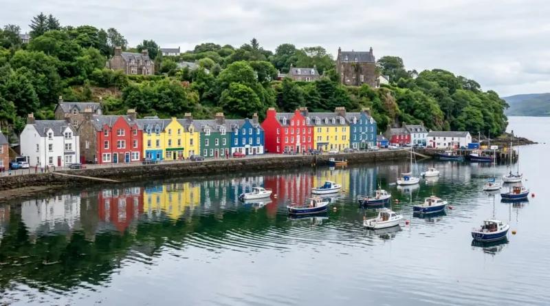 Painted Main Street houses in Tobermory harbour
