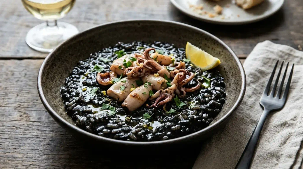 Croatian black risotto with squid
