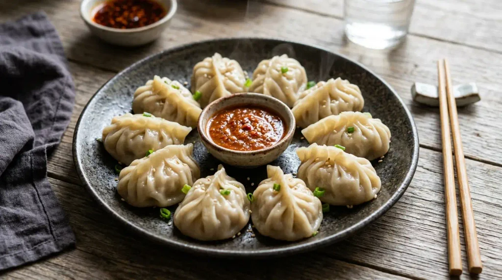Steamed momos served in a Kathmandu restaurant