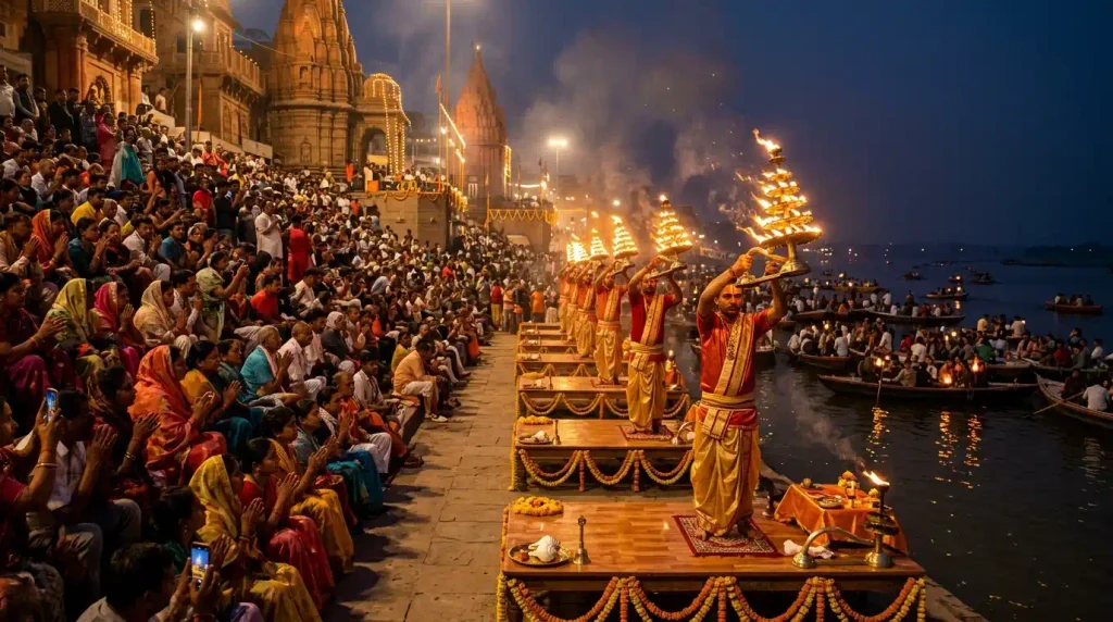 Ganga Aarti ceremony at Dashashwamedh Ghat in Varanasi