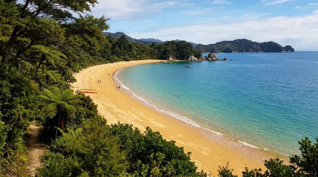 Golden sand beach on Abel Tasman Coast Track