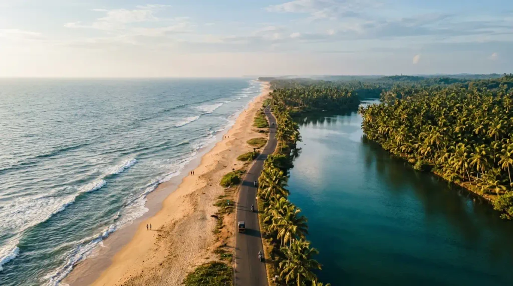 Kappil Beach where the backwater meets the sea near Varkala