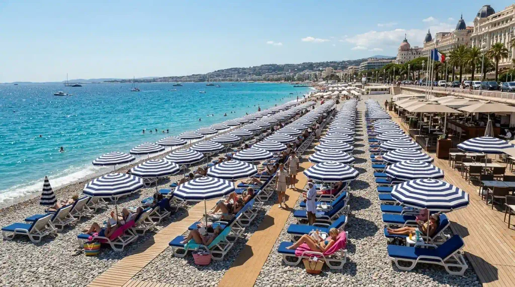 Private beach club loungers Nice