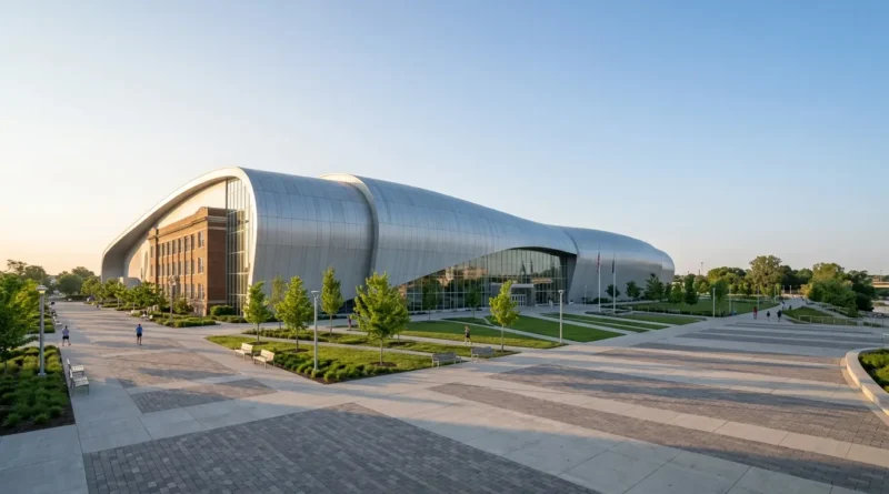 COSI building in Columbus Ohio on a clear morning for a family visit
