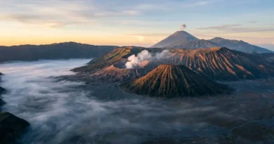 Mount Bromo volcano at sunrise in Indonesia