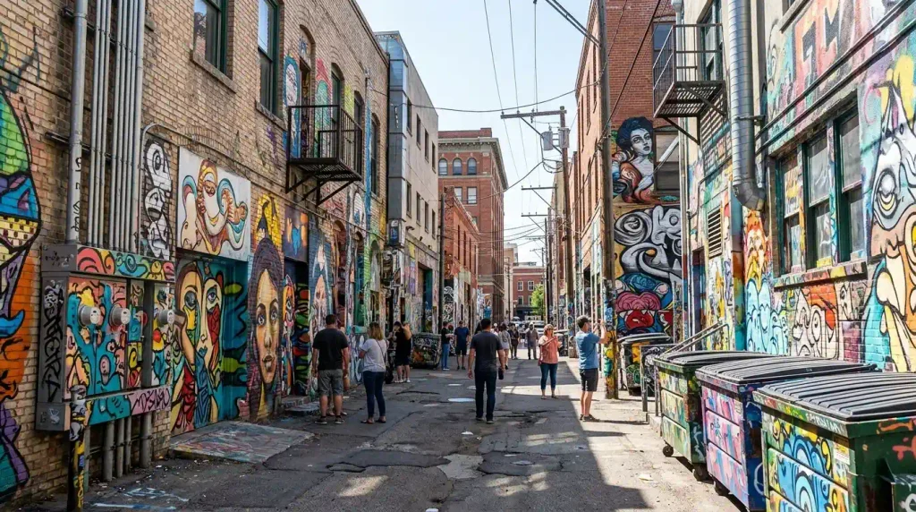 Mural art at Freak Alley Gallery in downtown Boise