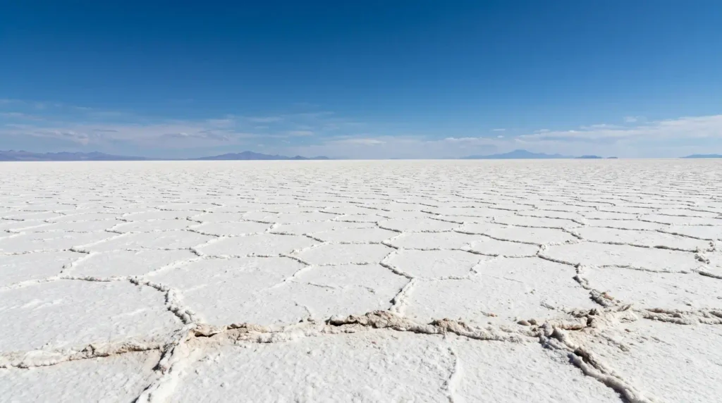 Endless white salt flats of Salar de Uyuni