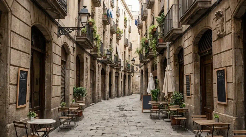 Gothic Quarter street near many barcelona boutique hotel locations