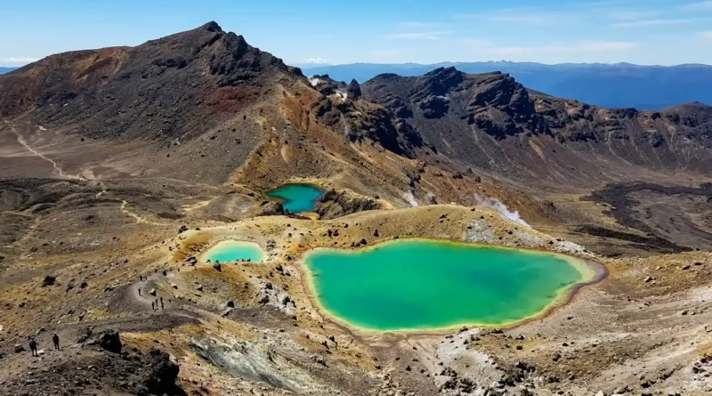 Tongariro Alpine Crossing with Emerald Lakes and volcanic peaks
