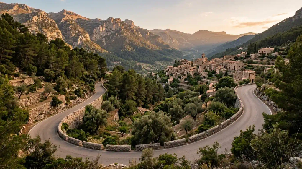 Mountain road in the Tramuntana range north of Palma.