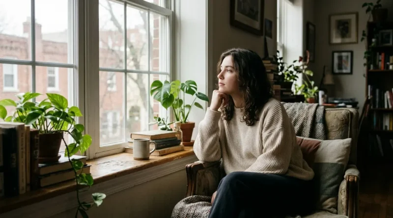Person reflecting on unrequited love by a window