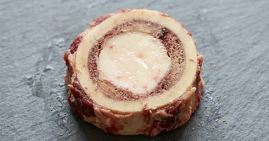 Raw bone marrow cross section ready for cooking
