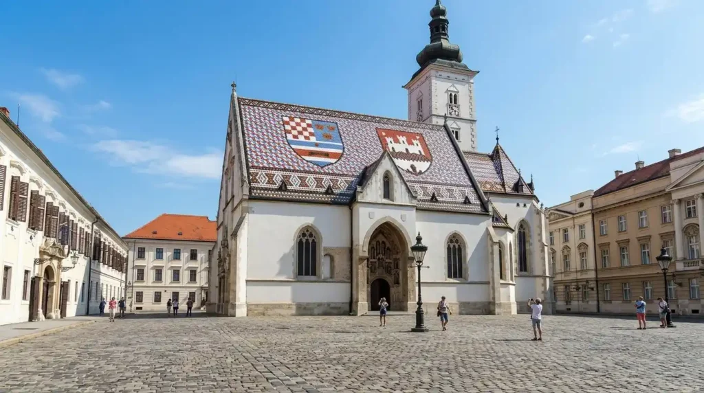 St Mark’s Church Zagreb with famous tiled coat of arms roof