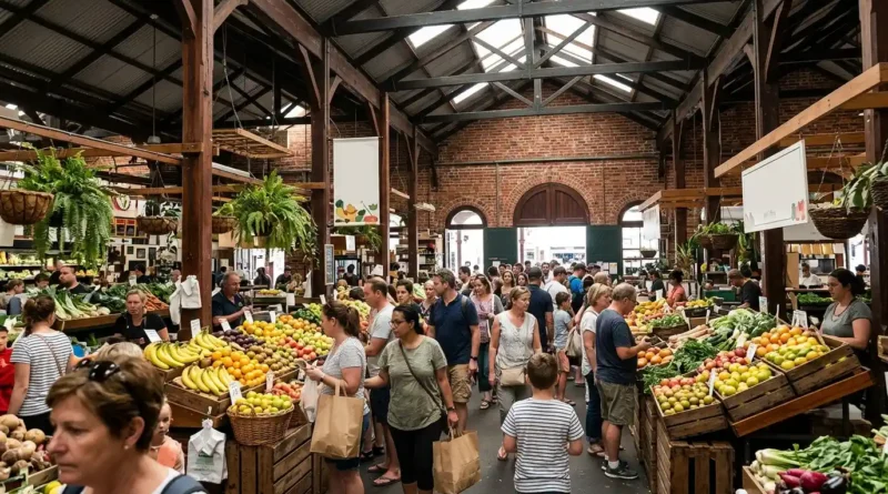Fremantle Markets stalls on a weekend day trip