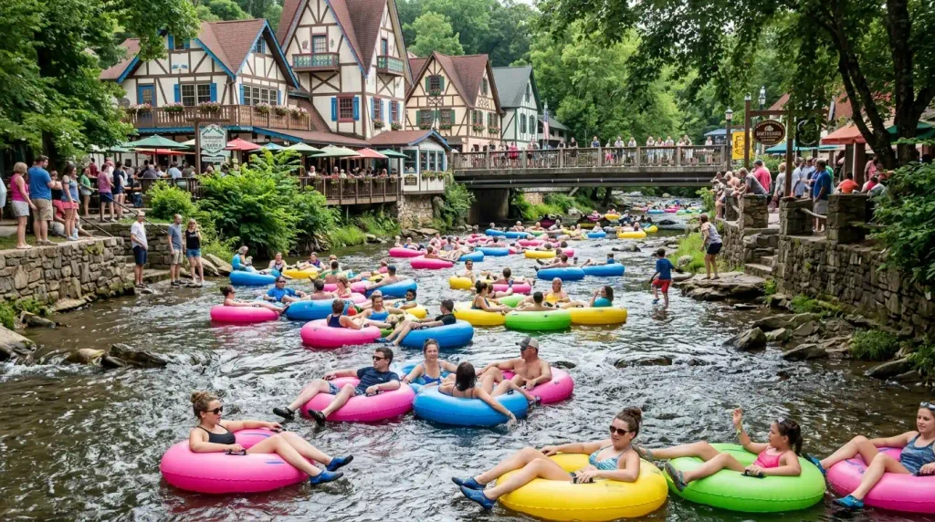 Tubers on the Chattahoochee River in Helen