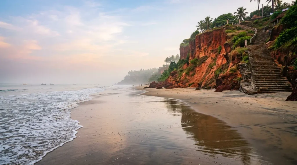 Papanasam Beach under the Varkala cliff in the morning