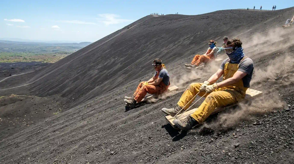 Volcano boarding on Cerro Negro in Nicaragua