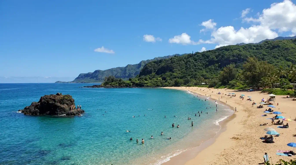 Waimea Bay beach on North Shore Oahu